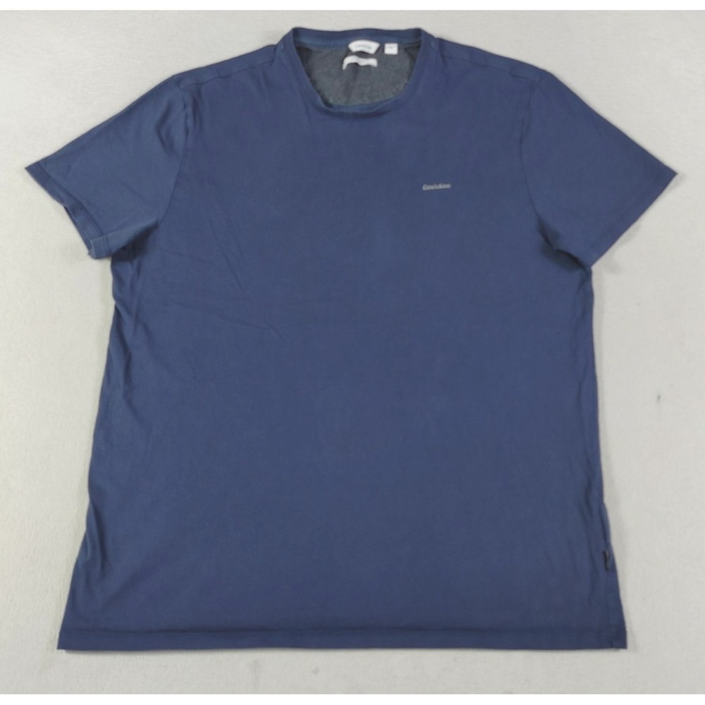 Calvin Klein Shirt Men Large Blue Pima Cotton Logo Tee Crewneck Basic Minimalist